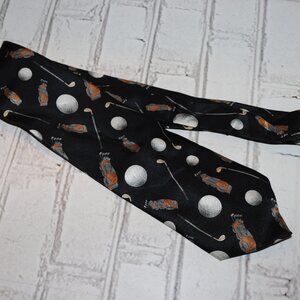 ⛳️🖤 Parquet Black Silk Tie – Golf Themed (56" Long)